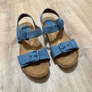 EUROSOFT | Glinda Cork Footbed Buckle Strap Comfort Sandals, Azanti Blue, 8M